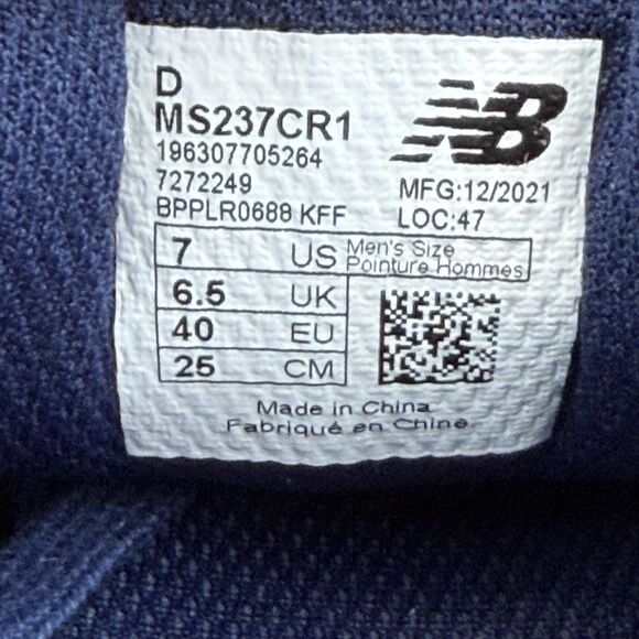 New Balance 237 Shoes Mens Size 7 Blue Suede Mesh Running Sneakers MS237CR1 main image 7
